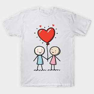 Stick Figure Lovers Couple Love Valentine's Day T-Shirt